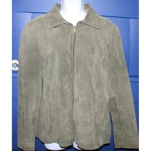 Siena G III Apparel Women's Leather Jacket Green Waist Length Full Zip Lined XL